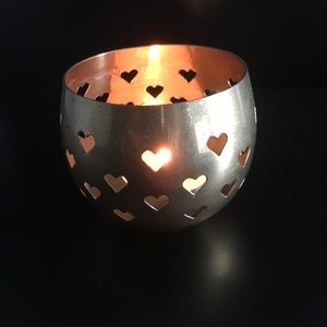 Brass Candle Cup with Heart Cut Outs